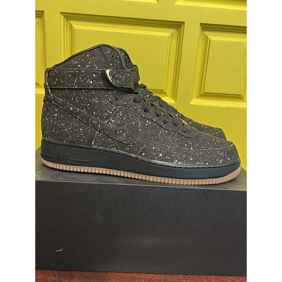 NEW Sz 13 Men's NIKE AIR FORCE HIGH CORK ID NBA CHAMPION BLACK